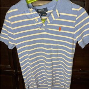 Ralph Lauren Boys Light Blue and White Striped Polo